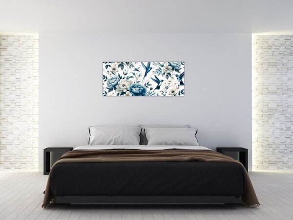 Tablou - Colibri cu flori (120x50 cm)