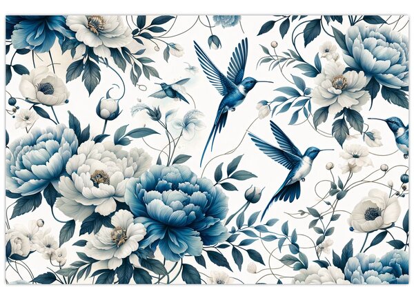 Tablou - Colibri cu flori (90x60 cm)