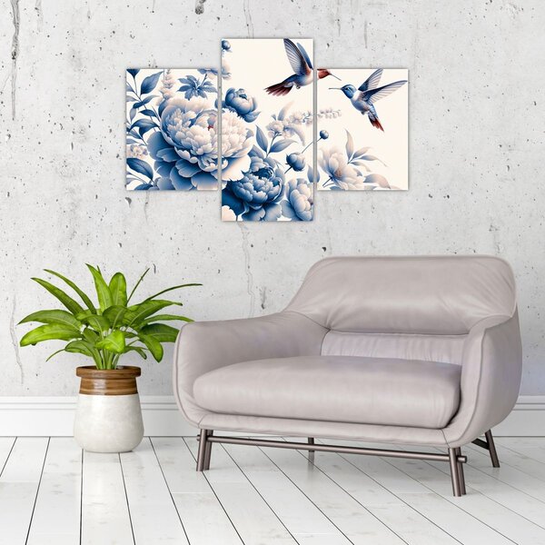 Tablou - Colibri deasupra florii (90x60 cm)