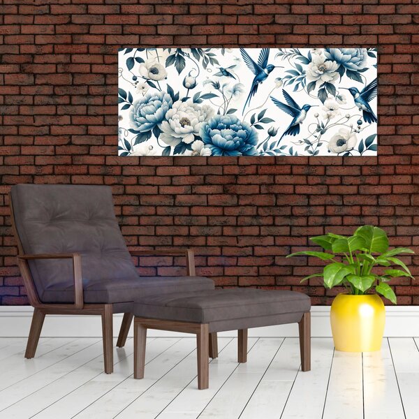 Tablou - Colibri cu flori (120x50 cm)