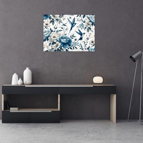 Tablou - Colibri cu flori (70x50 cm)