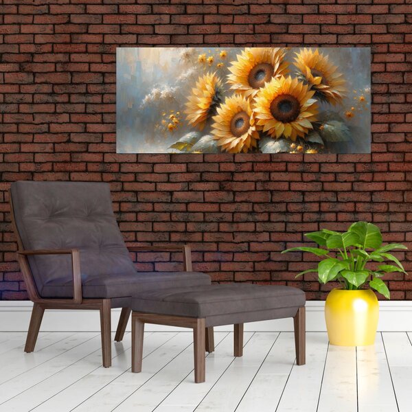 Tablou - Pictură cu floarea-soarelui (120x50 cm)