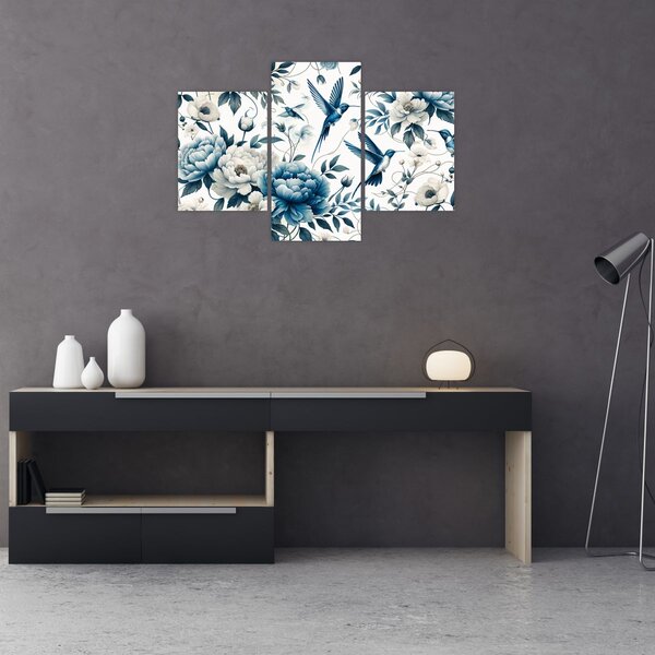 Tablou - Colibri cu flori (90x60 cm)