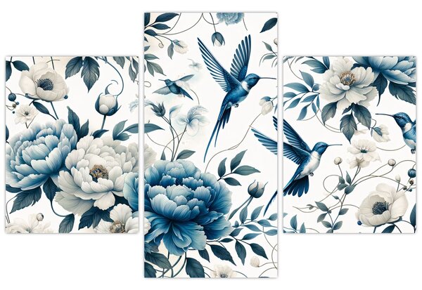 Tablou - Colibri cu flori (90x60 cm)