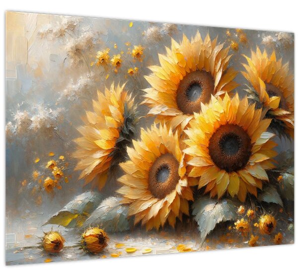 Tablou - Pictură cu floarea-soarelui (70x50 cm)