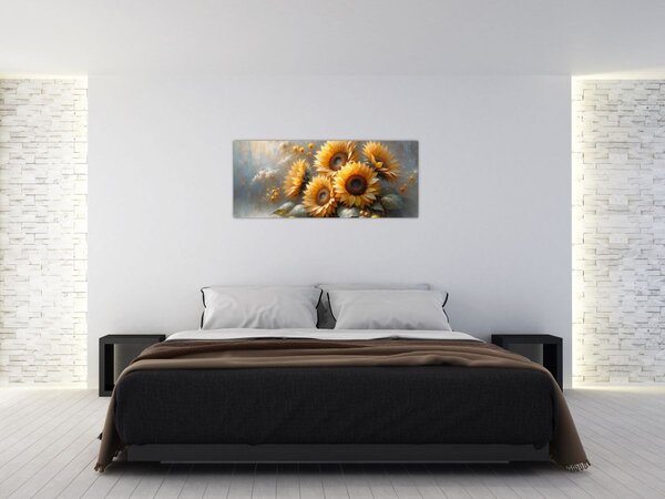 Tablou - Pictură cu floarea-soarelui (120x50 cm)