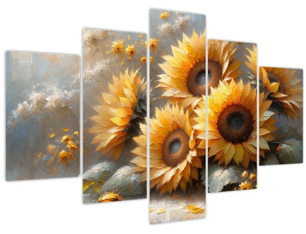 Tablou - Pictură cu floarea-soarelui (150x105 cm)