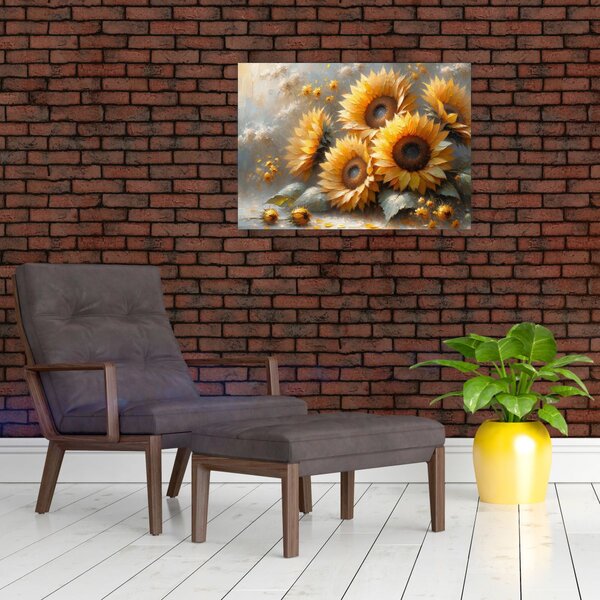 Tablou - Pictură cu floarea-soarelui (70x50 cm)