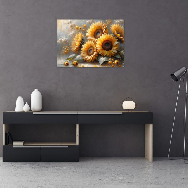 Tablou - Pictură cu floarea-soarelui (70x50 cm)