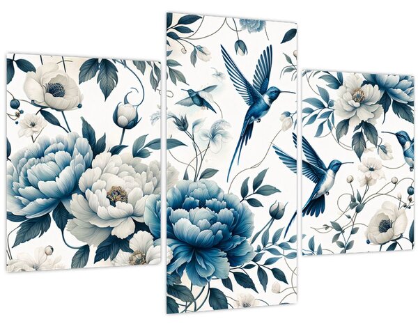 Tablou - Colibri cu flori (90x60 cm)
