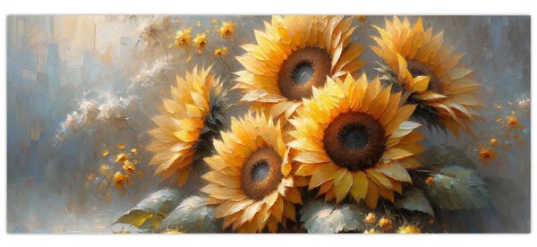 Tablou - Pictură cu floarea-soarelui (120x50 cm)