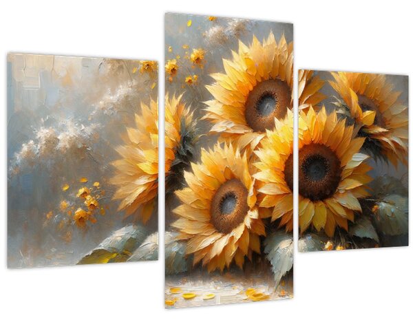 Tablou - Pictură cu floarea-soarelui (90x60 cm)