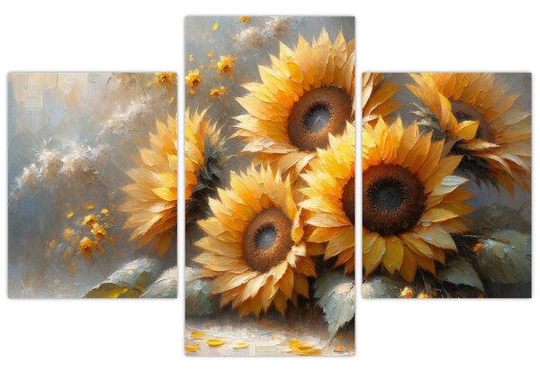 Tablou - Pictură cu floarea-soarelui (90x60 cm)