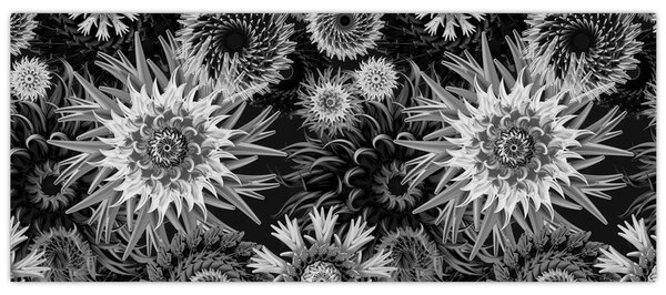 Tablou - Ciulini negri și albi (120x50 cm)