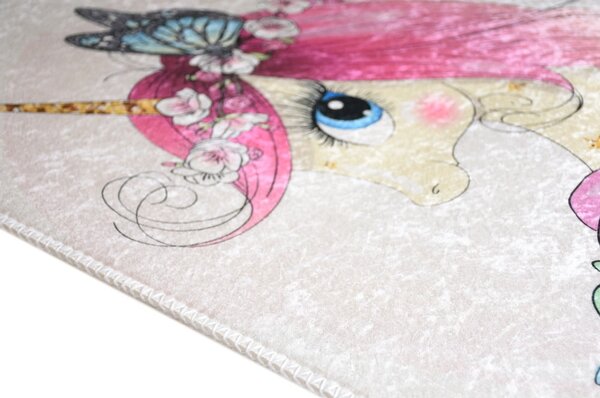 Covor pentru copii fildeș lavabil 100x160 cm Cute Unicorn – Vitaus
