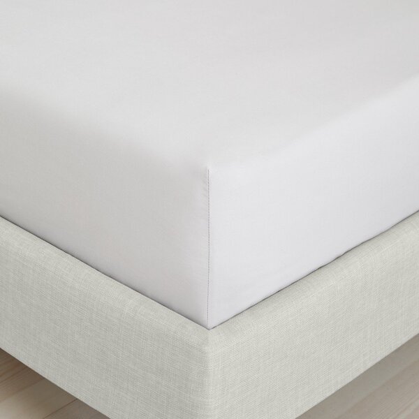 Cearceaf gri din bumbac percal cu elastic 185x200 cm Cotton Percale – Bianca