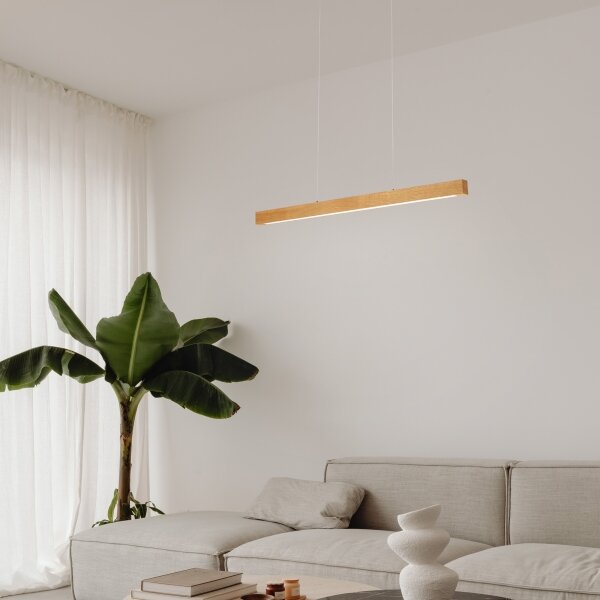 Pendul LED VERDE suspendat pe cablu, 18 W / 230 V, 3000 K, 76 cm, finisaj stejar