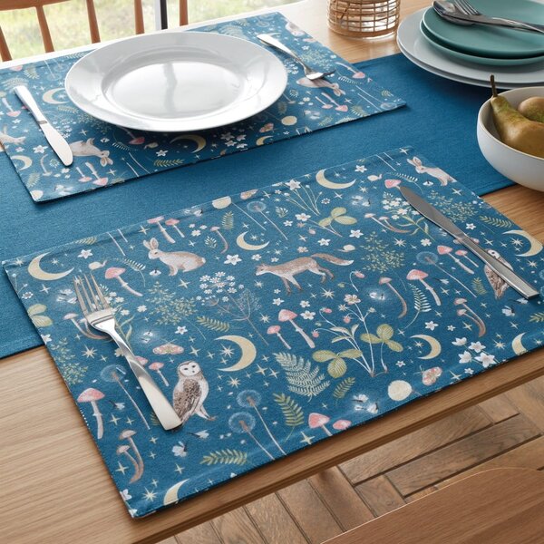 Suporturi pentru farfurii 4 buc. din bumbac 30x46 cm Enchanted Twilight Animals – Catherine Lansfield