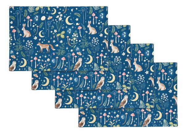 Suporturi pentru farfurii 4 buc. din bumbac 30x46 cm Enchanted Twilight Animals – Catherine Lansfield