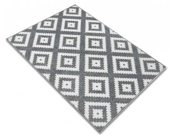 Covor Modern cu Romburi Gri 11212 Selectează mărime: 080 X 150