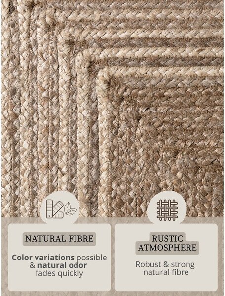 Covor tip traversă în culoare naturală deschisă/în culoare naturală închisă reversibil/țesut manual din iută 80x200 cm Juno – Hanse Home