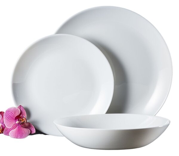 Serviciu de masa, 18 piese, 6 persoane, sticla opal, Basic