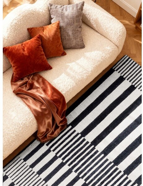 Covor alb-negru țesut manual din lână 120x180 cm Stryve Pulse – Elle Decoration