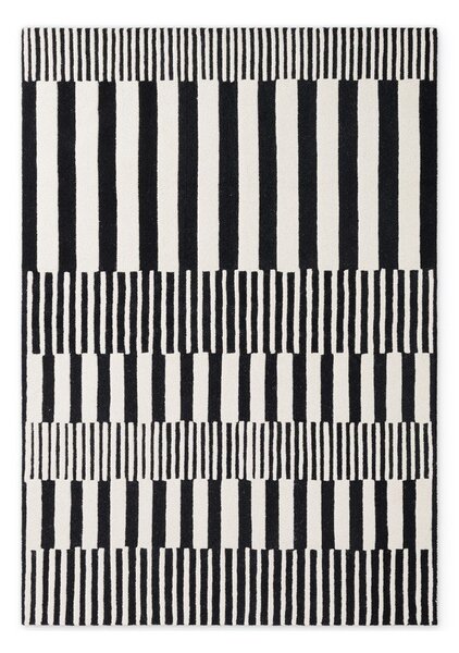 Covor alb-negru țesut manual din lână 120x180 cm Stryve Pulse – Elle Decoration