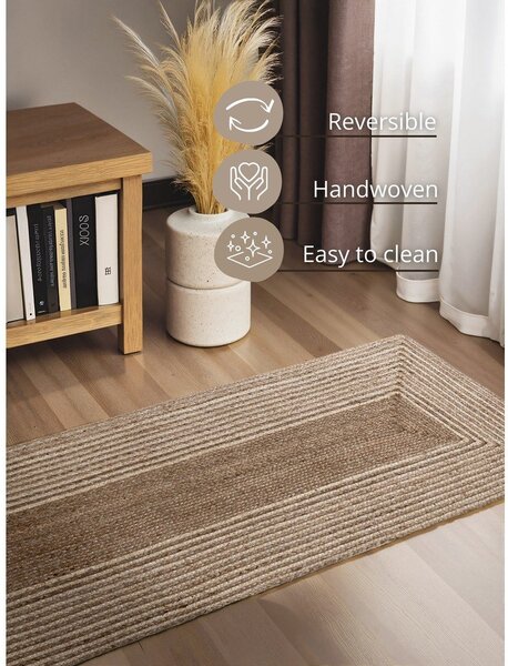 Covor tip traversă în culoare naturală deschisă/în culoare naturală închisă reversibil/țesut manual din iută 80x200 cm Juno – Hanse Home