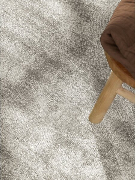 Covor gri țesut manual rotund din viscoză ø 120 cm Noemi – Vikosa