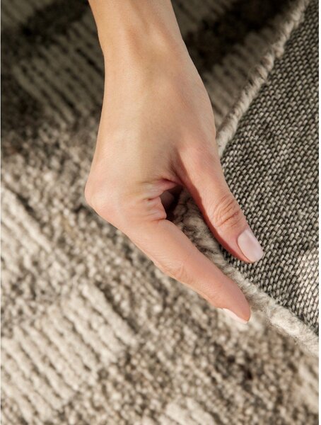 Covor crem țesut manual din lână 120x180 cm Boho 1.0 Linara – Vikosa