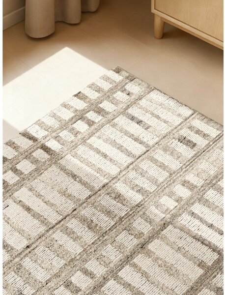 Covor crem țesut manual din lână 120x180 cm Boho 1.0 Linara – Vikosa