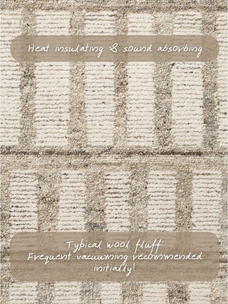 Covor crem țesut manual din lână 120x180 cm Boho 1.0 Linara – Vikosa