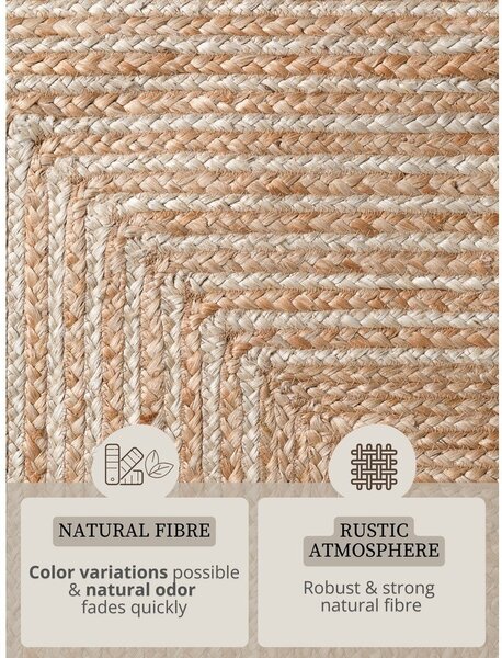 Covor în culoare naturală/în culoare naturală deschisă reversibil/țesut manual din iută 120x170 cm Juno – Hanse Home