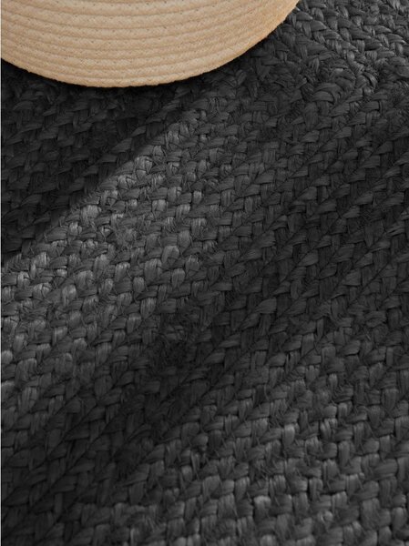 Covor negru reversibil/țesut manual din iută 80x150 cm Juno – Hanse Home