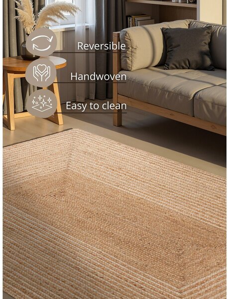 Covor în culoare naturală/în culoare naturală deschisă reversibil/țesut manual din iută 120x170 cm Juno – Hanse Home