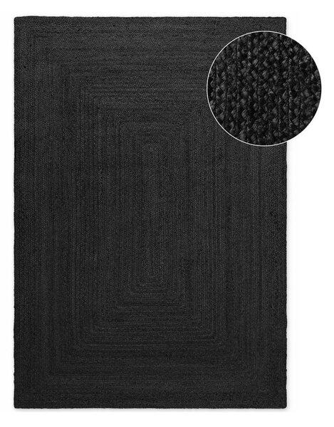 Covor negru reversibil/țesut manual din iută 80x150 cm Juno – Hanse Home