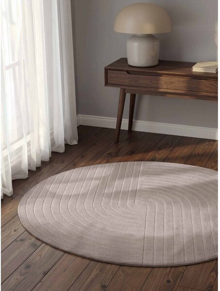 Covor gri deschis țesut manual rotund din lână ø 120 cm Arcura – Vikosa