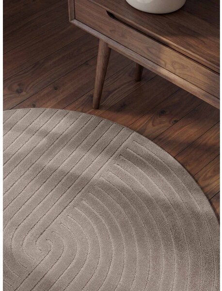 Covor gri deschis țesut manual rotund din lână ø 120 cm Arcura – Vikosa