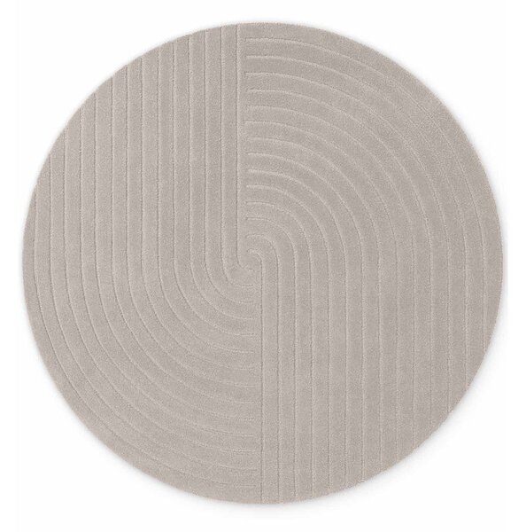 Covor gri deschis țesut manual rotund din lână ø 120 cm Arcura – Vikosa