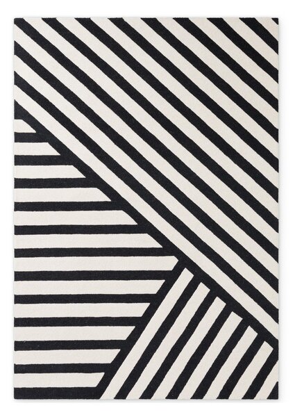 Covor alb-negru țesut manual din lână 120x180 cm Stryve Noir – Elle Decoration
