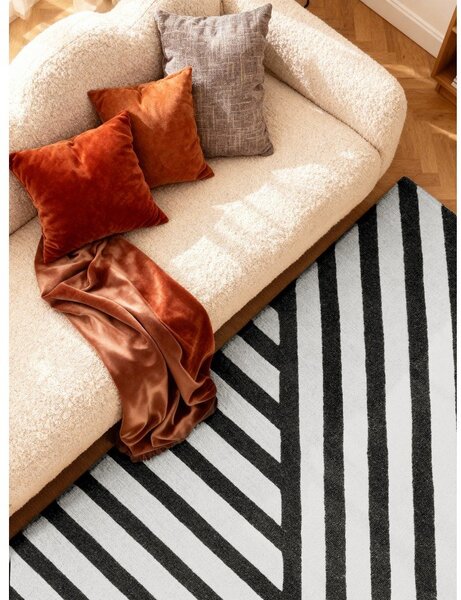 Covor alb-negru țesut manual din lână 120x180 cm Stryve Noir – Elle Decoration
