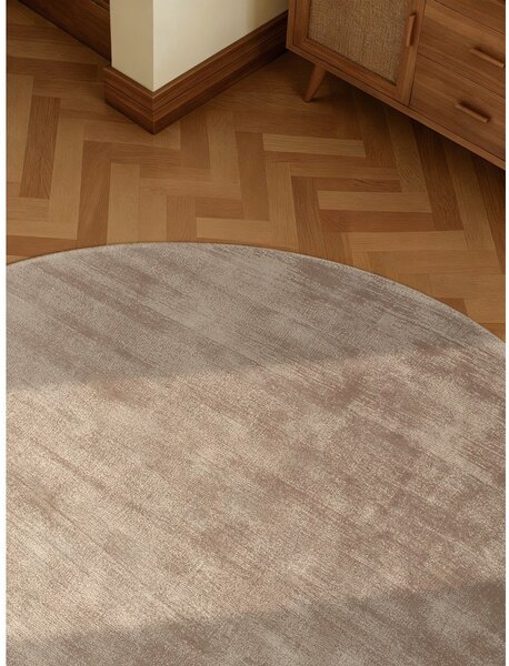 Covor bej țesut manual rotund din viscoză ø 120 cm Noemi – Vikosa