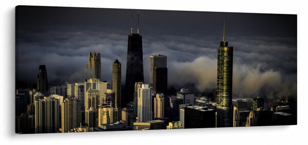 Tablou cu oraș în nori (120x50 cm)