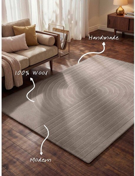 Covor gri deschis țesut manual din lână 120x180 cm Arcura – Vikosa