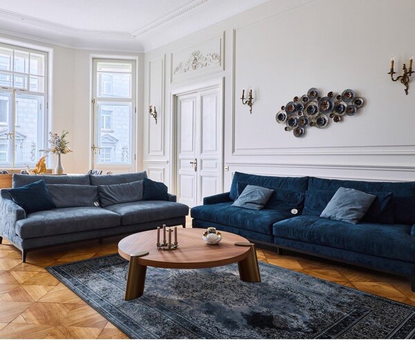 Covor albastru din lână 100x180 cm Difida – Agnella