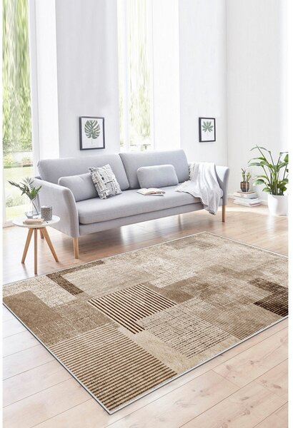 Covor bej lavabil 50x80 cm Cubo – Vitaus