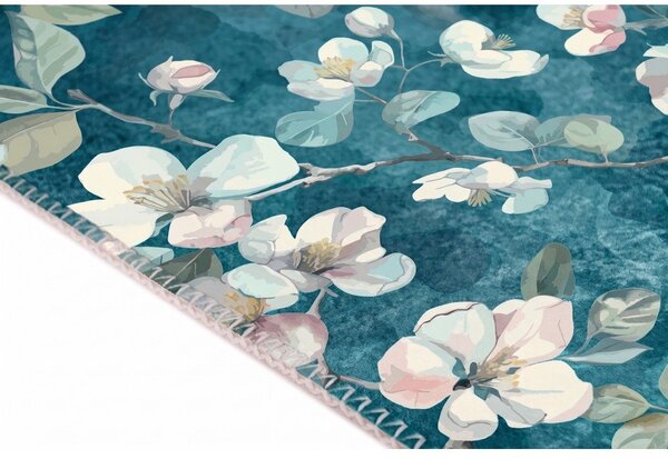 Covor albastru lavabil 50x80 cm Bloom – Vitaus