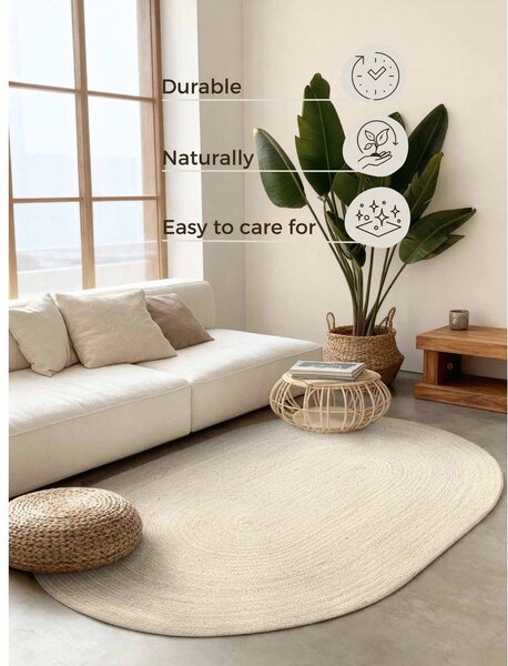 Covor crem reversibil/țesut manual din iută 160x230 cm Braided – Hanse Home