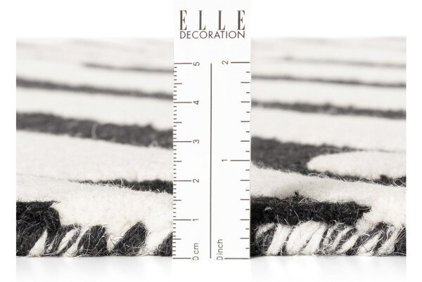 Covor alb-negru țesut manual din lână 120x180 cm Stryve Flux – Elle Decoration
